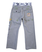 Ra-re pants with patchwork details, embroidery and studs
