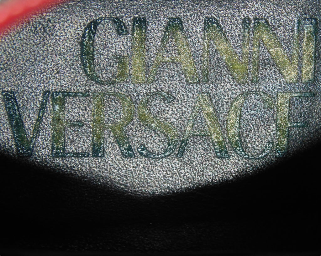 Versace medusa green leather boot