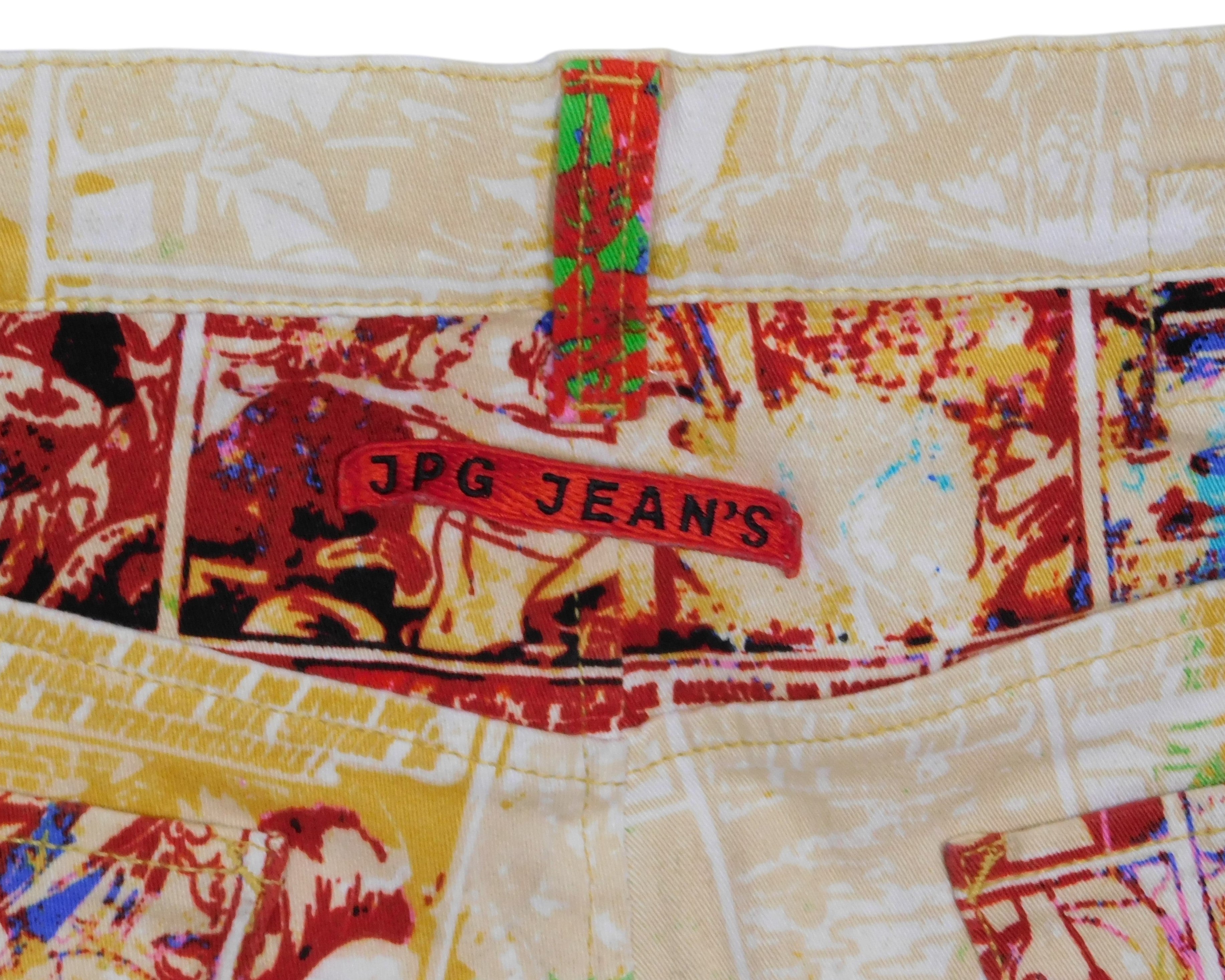 Jean Paul Gautier 90s Graphic cartoon comics print safe sex forever pants