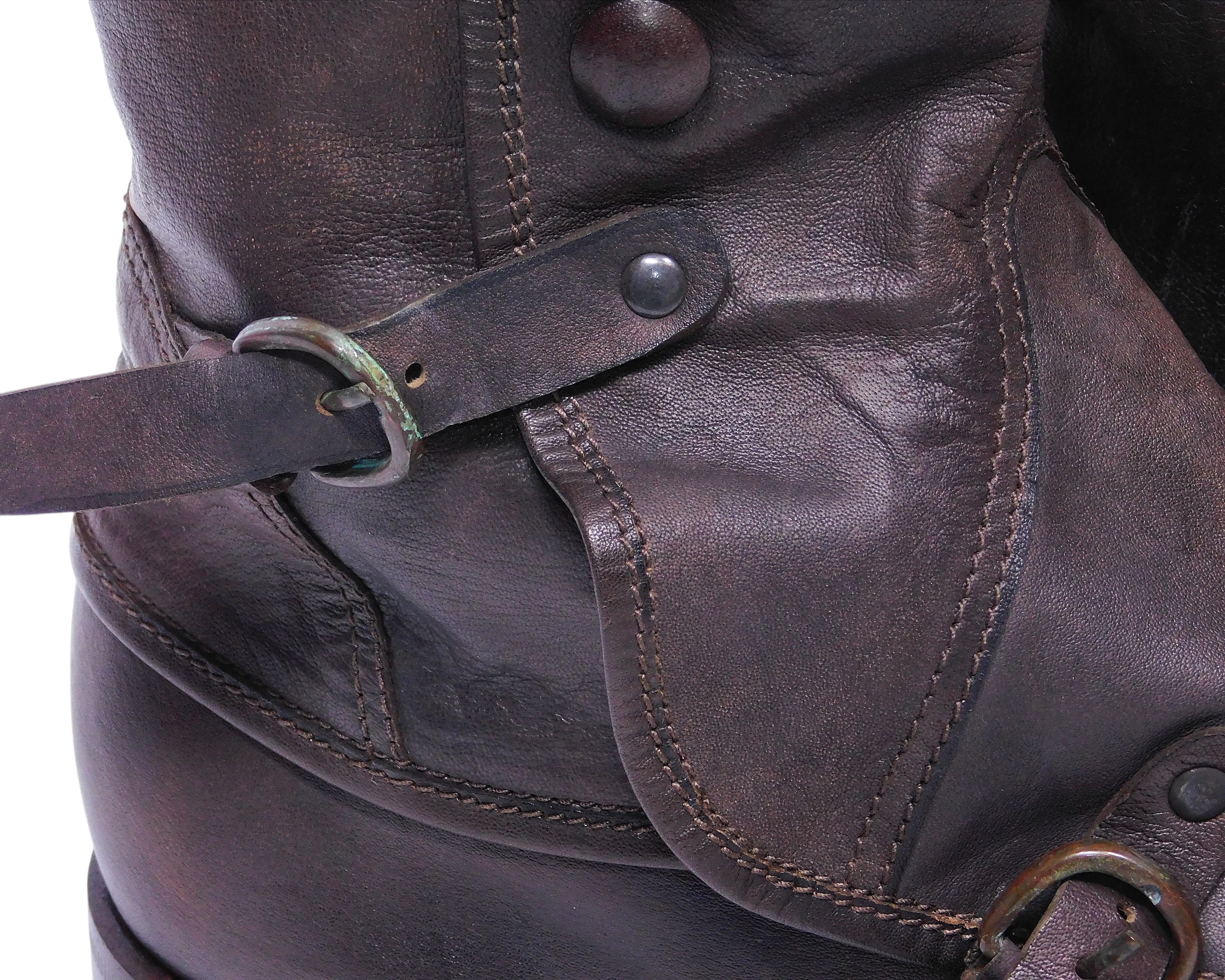Gianni Barbato leather boot with buckled straps