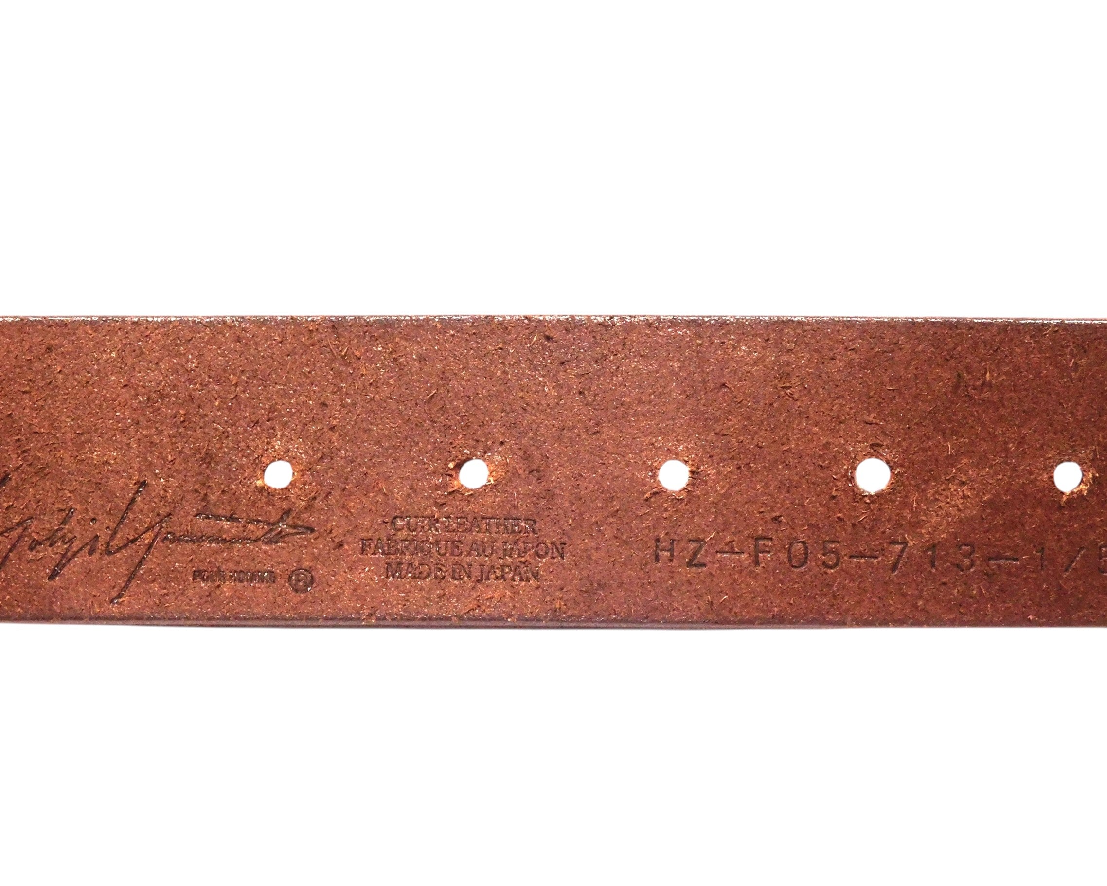 Yohji Yamamoto brown leather belt with studded rivet