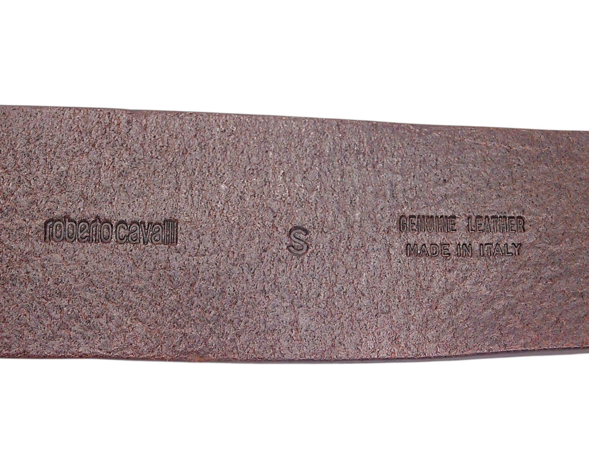 Roberto Cavalli brown leather belt with a snake buckle