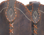 Roberto Cavalli brown leather santiag boots with python and embroidered design