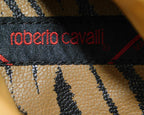 Roberto Cavalli brown leather santiag boots with python and embroidered design