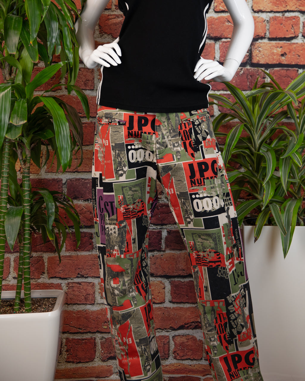 Jean Paul Gaultier 90 graphic print Anarchy punk pants