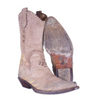 Roberto Cavalli beige santiag leather boots with python and embroidered design