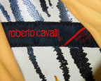 Roberto Cavalli beige santiag leather boots with python and embroidered design