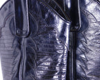 Roberto Cavalli black leather glossy finish santiag boots with embossed leather desing