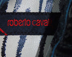 Roberto Cavalli black leather glossy finish santiag boots with embossed leather desing