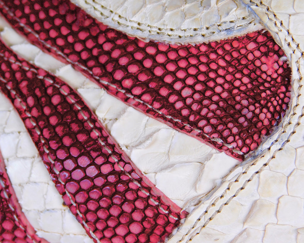 Roberto cavalli beige snakeskin leather shoes with red and yellow Galuchat leather