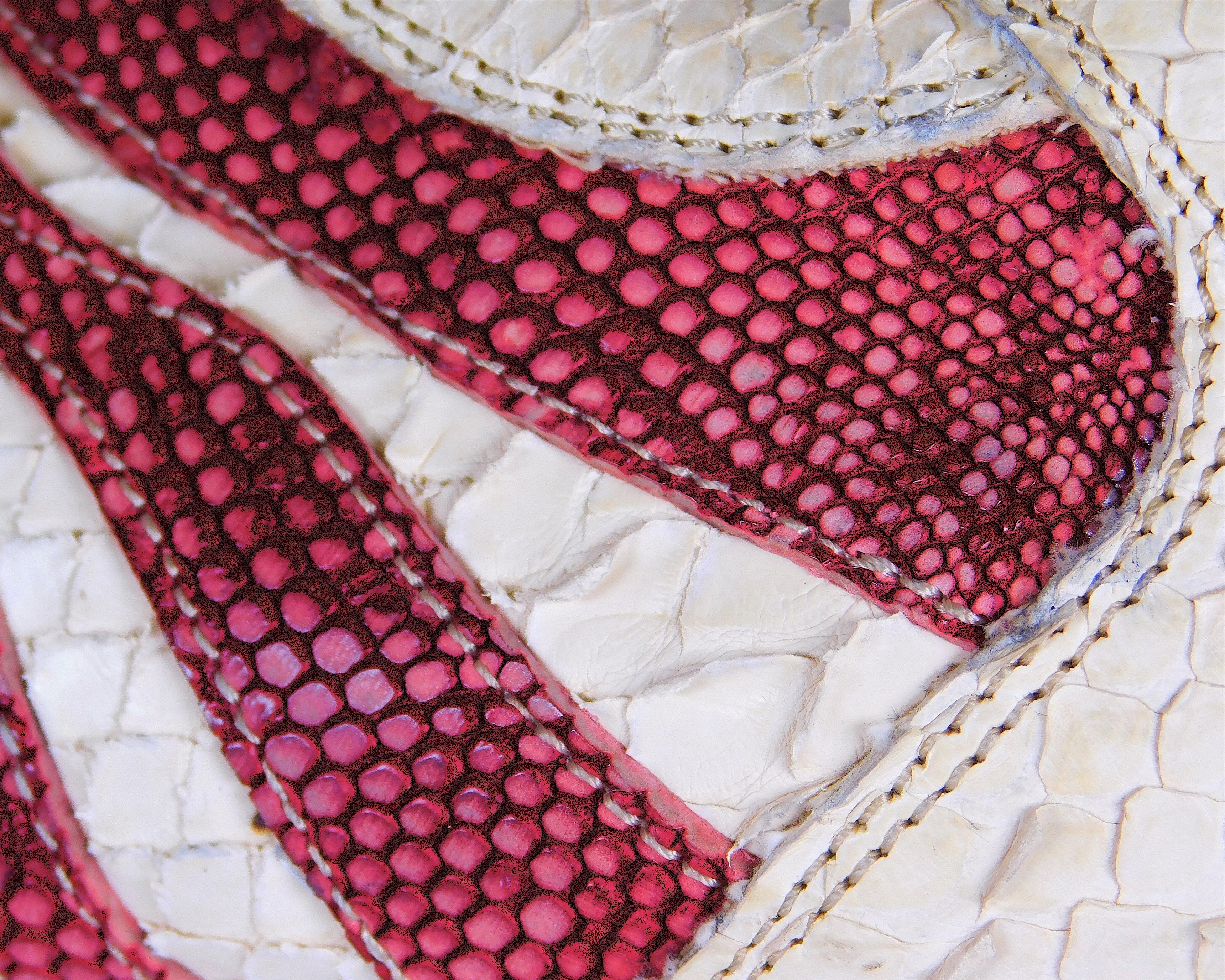 Roberto cavalli beige snakeskin leather shoes with red and yellow Galuchat leather
