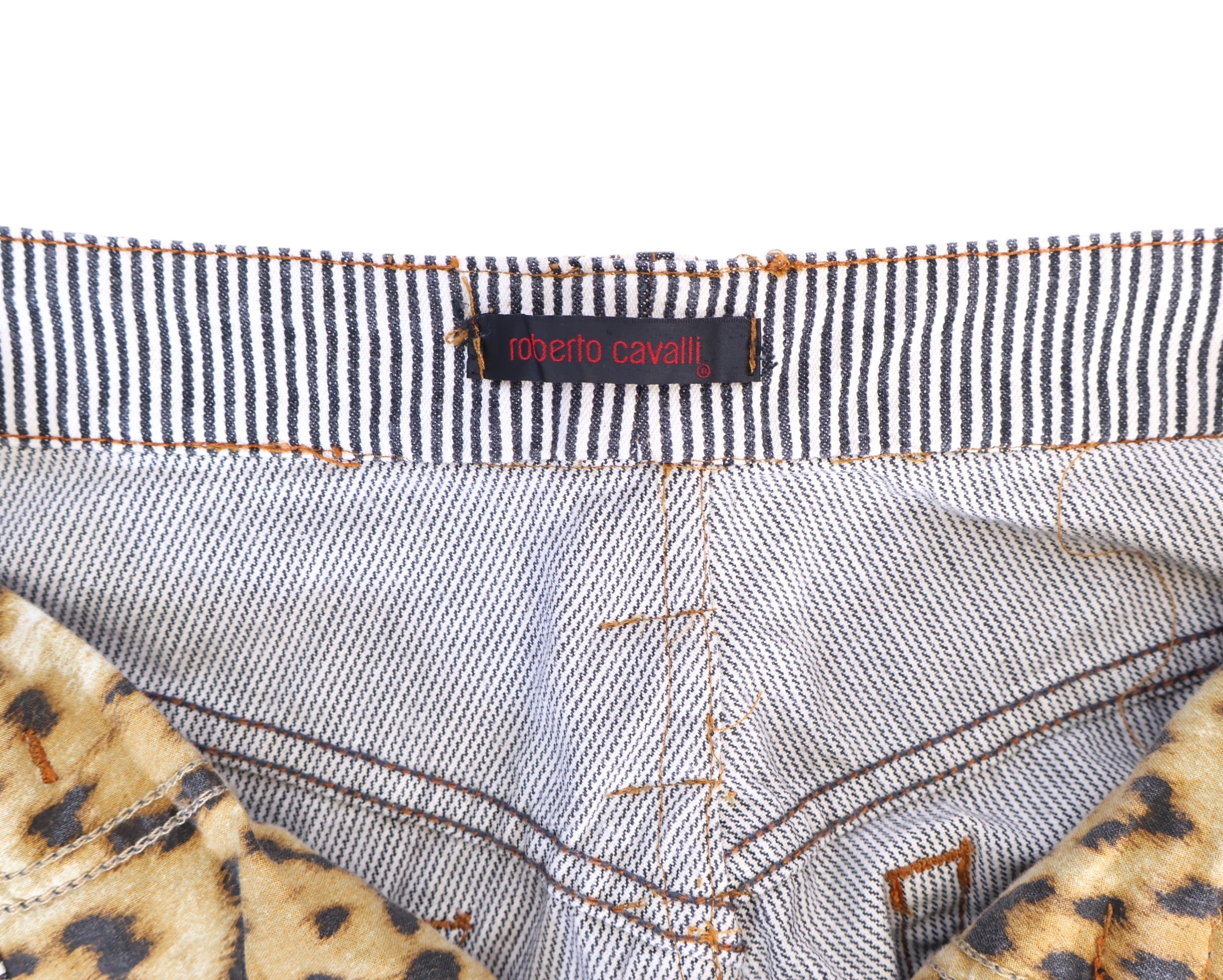 Roberto Cavalli black and white striped pants