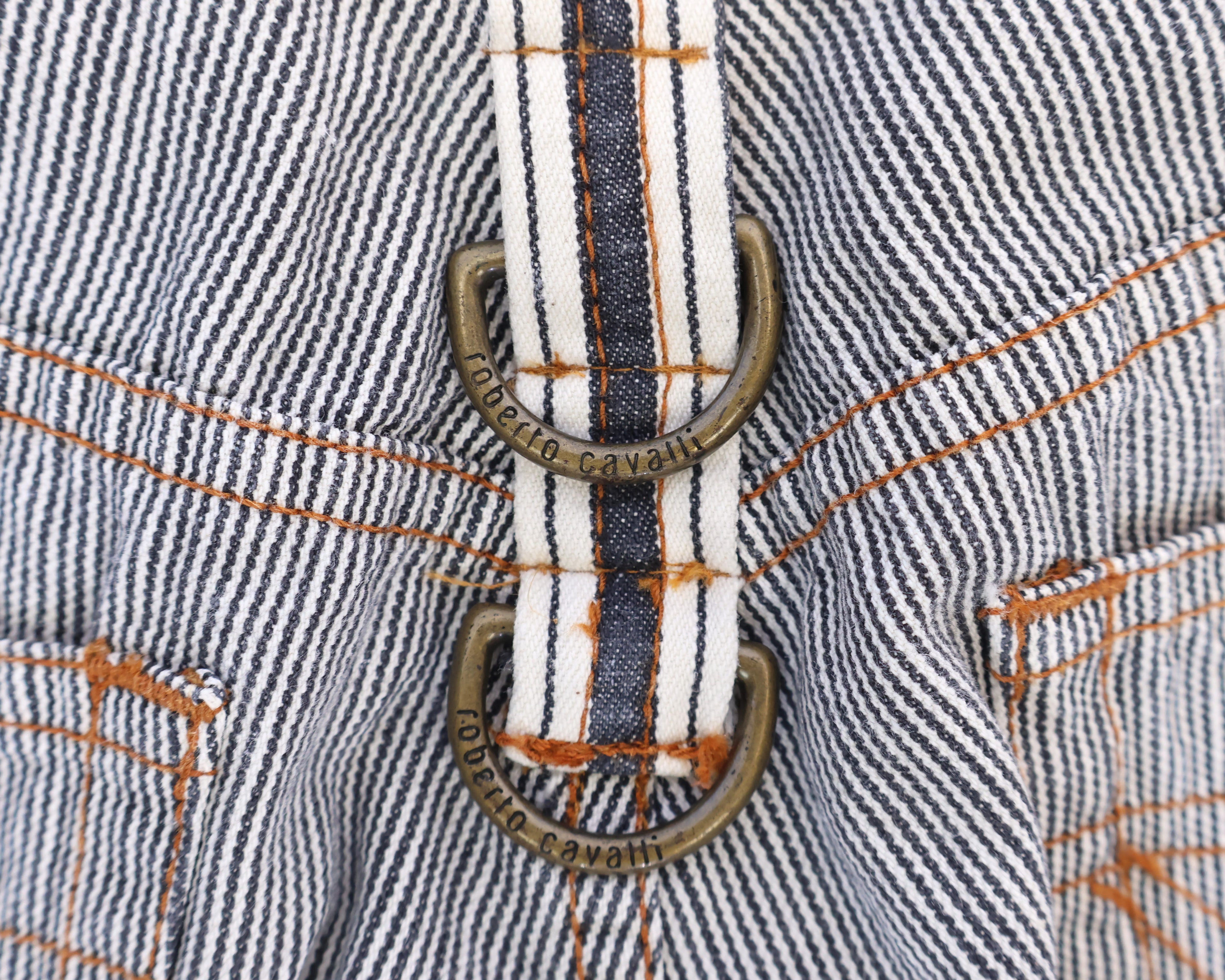 Roberto Cavalli black and white striped pants