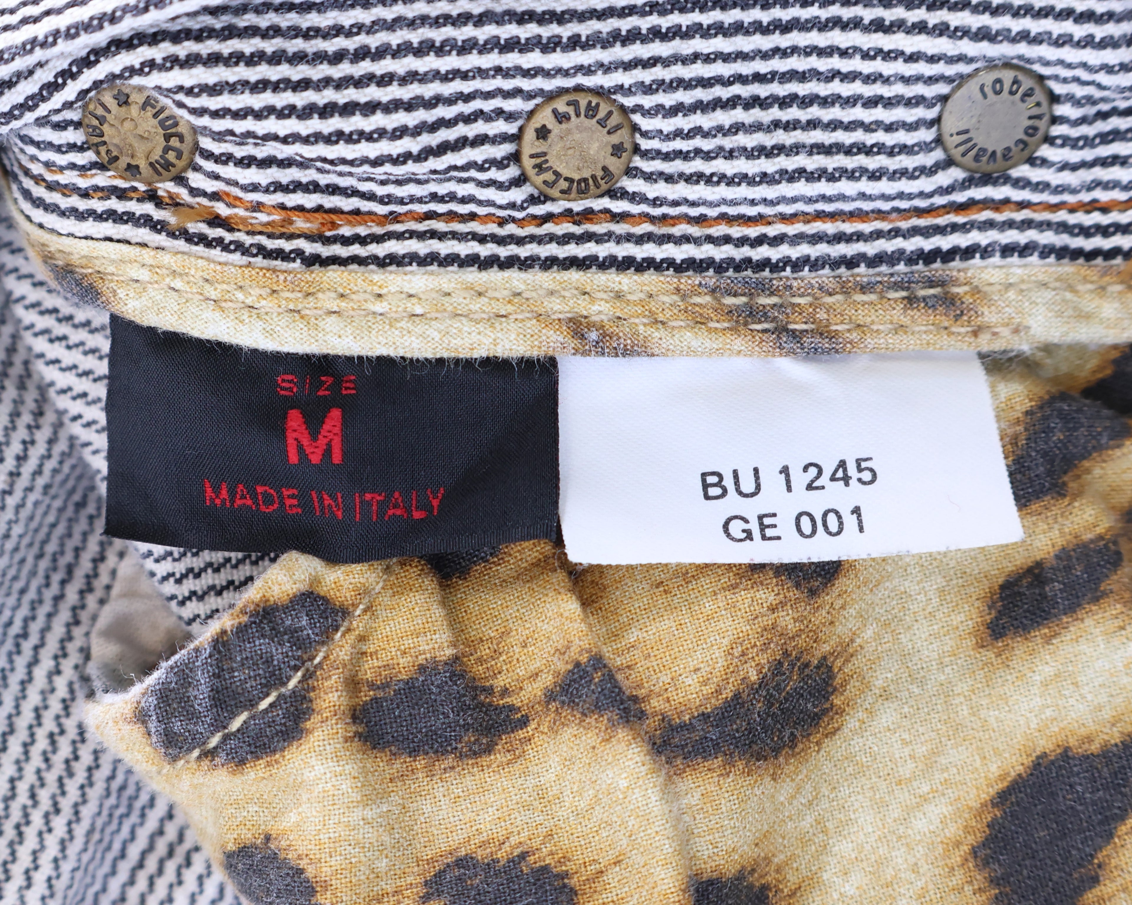 Roberto Cavalli black and white striped pants