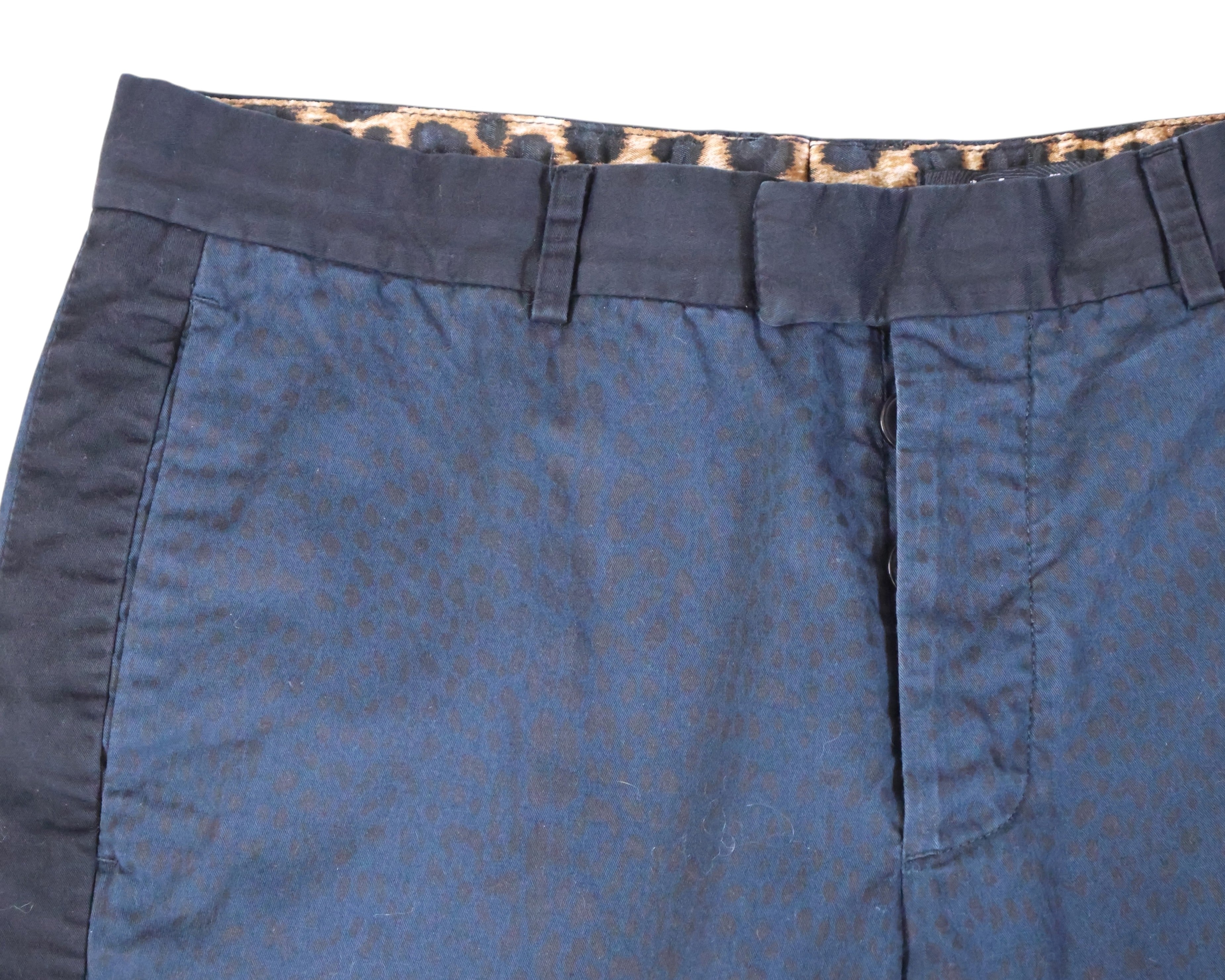 Roberto Cavalli Dark Blue Trousers with a Subtle Leopard Pattern