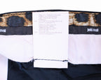 Roberto Cavalli Dark Blue Trousers with a Subtle Leopard Pattern