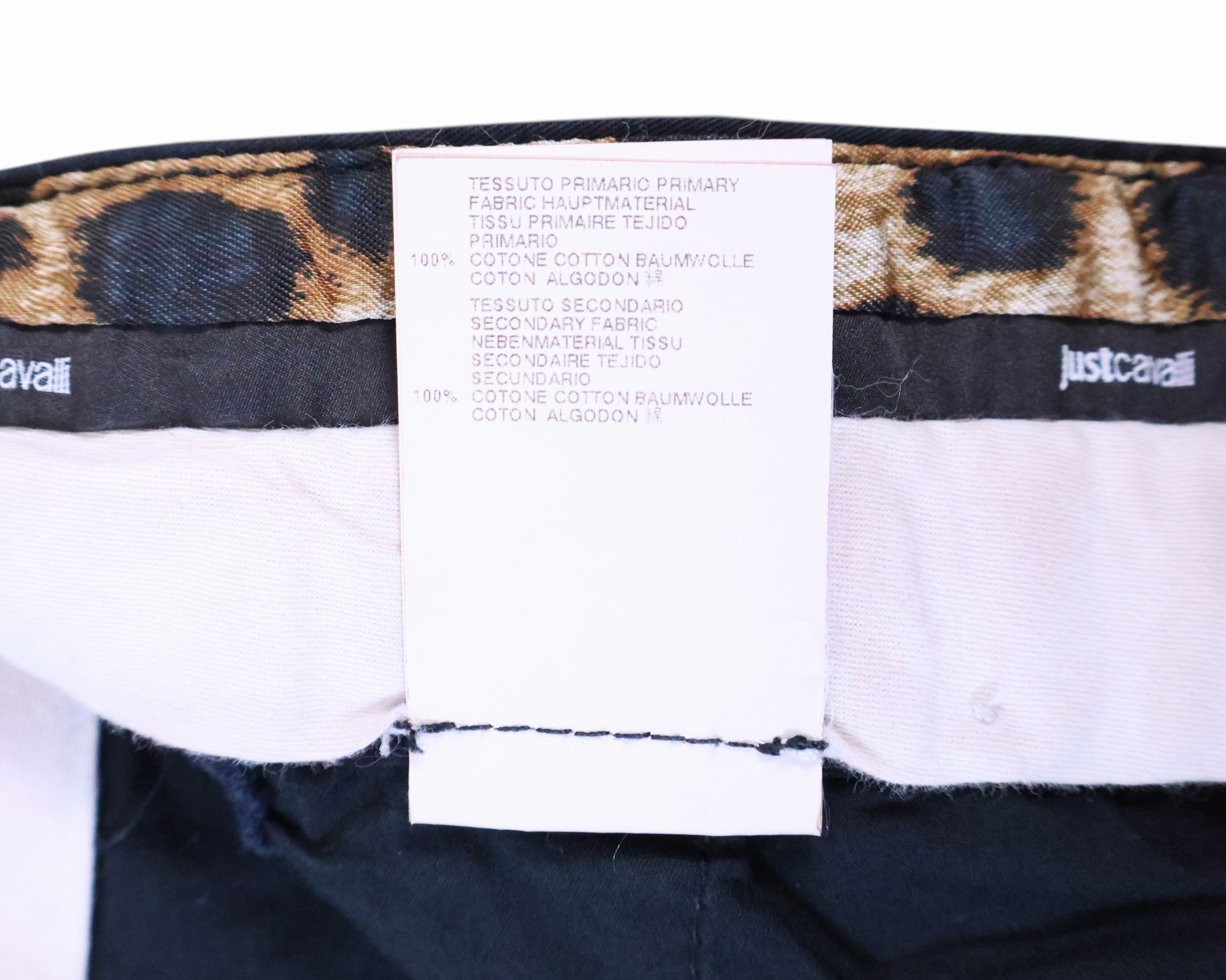 Roberto Cavalli Dark Blue Trousers with a Subtle Leopard Pattern