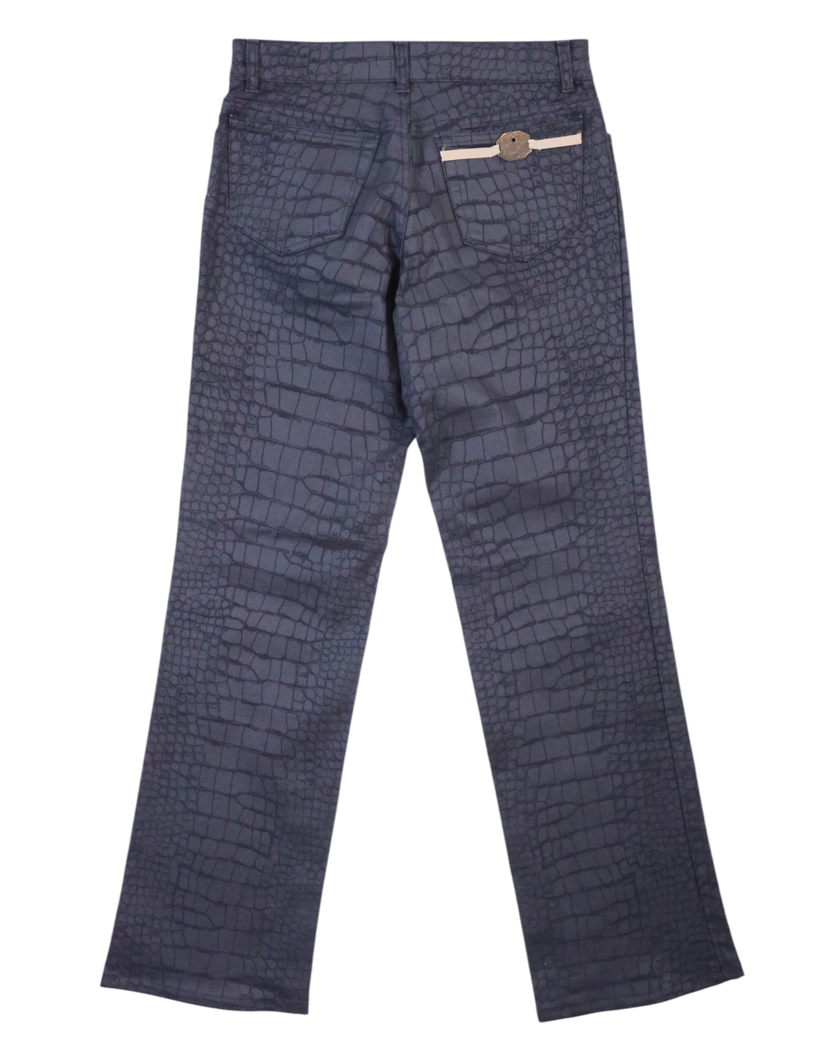 Roberto Cavalli Crocodile-pattern Black Pants