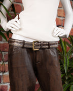 Kenji Ito Comme ca collection brown leather crocodile texture belt