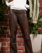 Dolce & Gabbana Distressed Brown Leather Pants