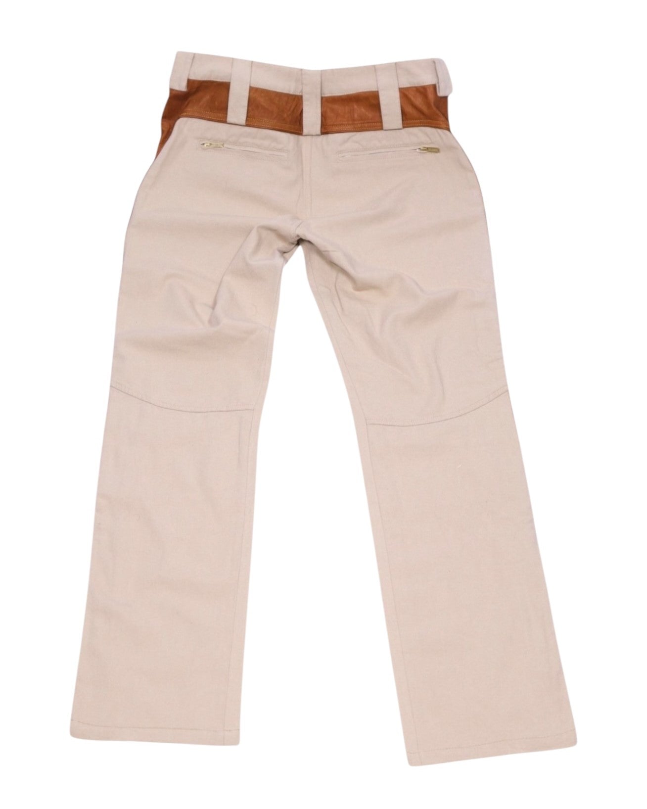 Roberto Cavalli Beige Pants with Tan Leather Panels