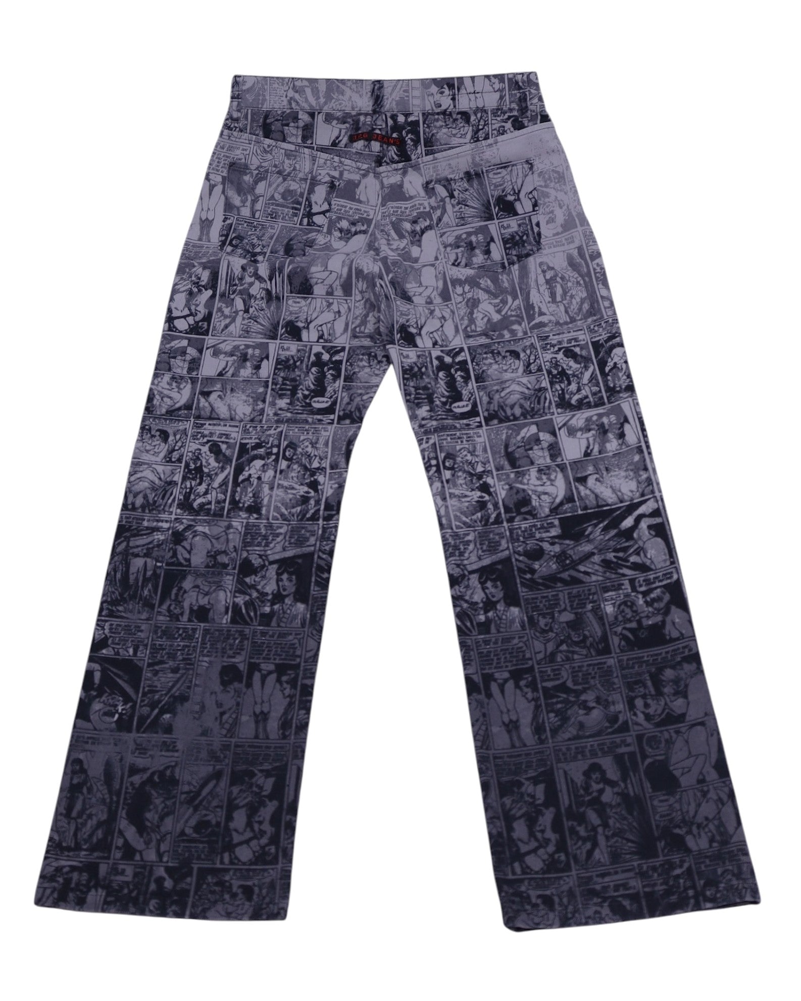 Jean Paul Gautier 90s Graphic cartoon comics print safe sex forever pants