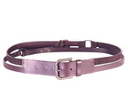 Dolce & Gabbana deep purple/plum/eggplant leather double-strap belt; slim layered straps with adjustable twin buckles; brushed silver-tone hardware; unisex fit; great with denim, dresses, tailoring, streetwear; style tags: Italian luxury, runway, Y2K, edgy, modern; brand context: Italian heritage fashion house, crafted design, rare vintage.