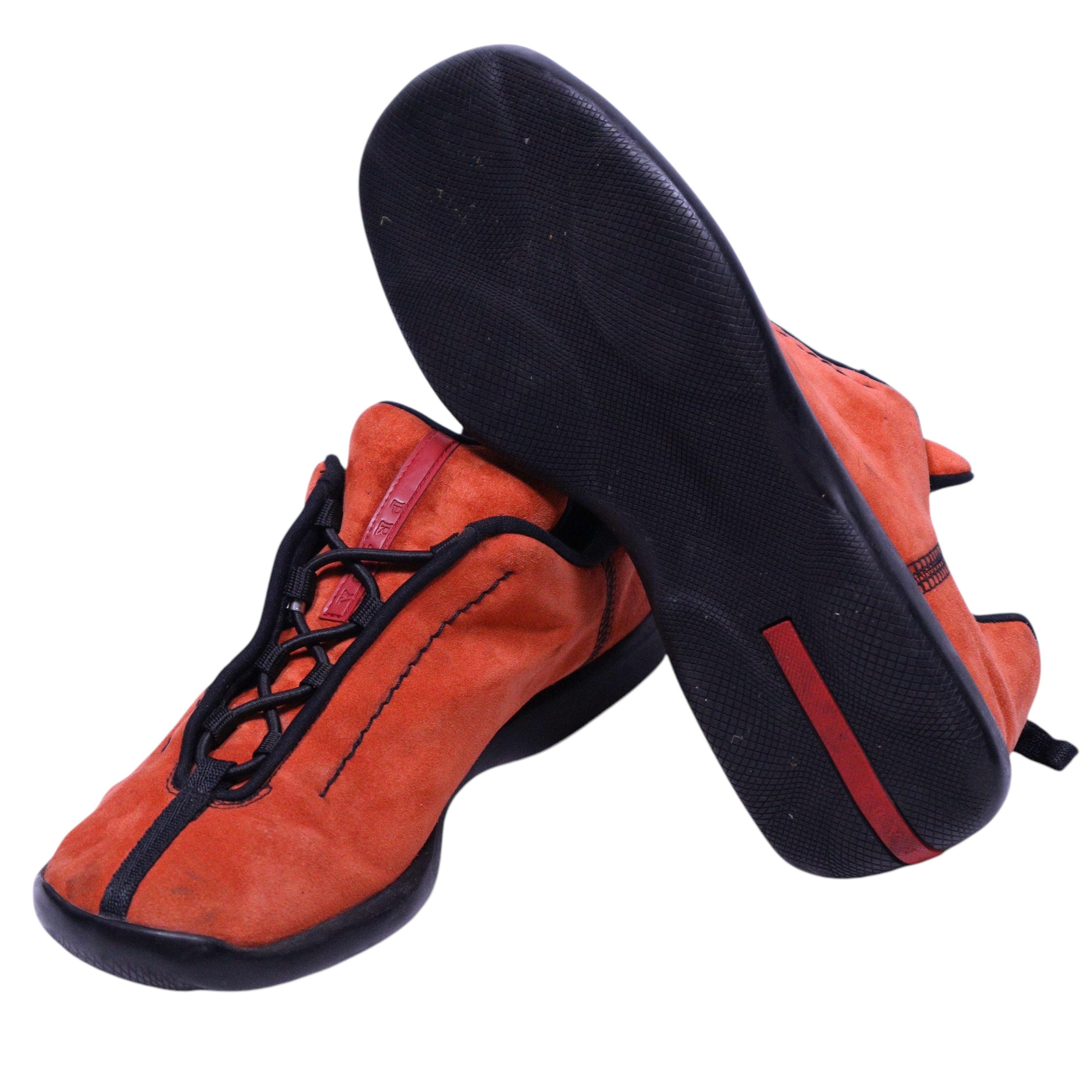 Prada burnt orange suede trainer shoes