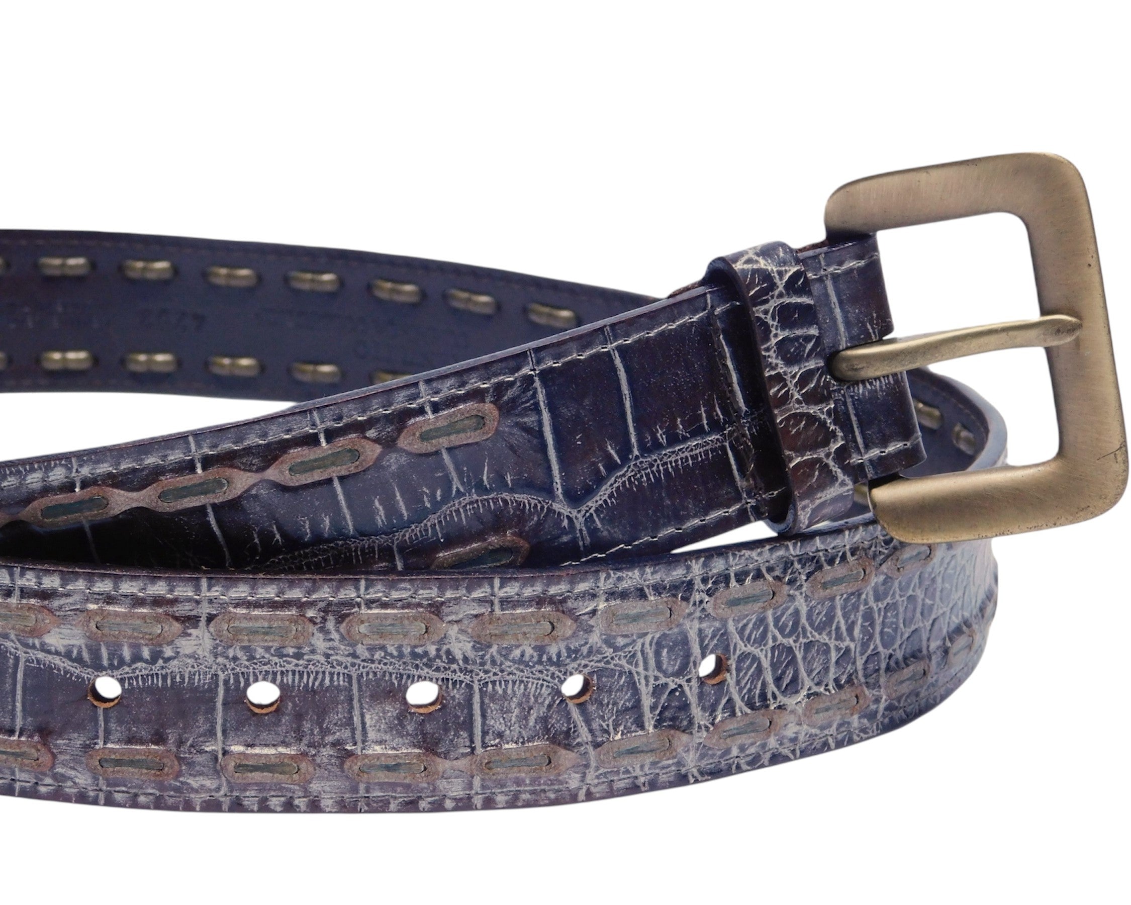 Kenji Ito Comme ca collection brown leather crocodile texture belt