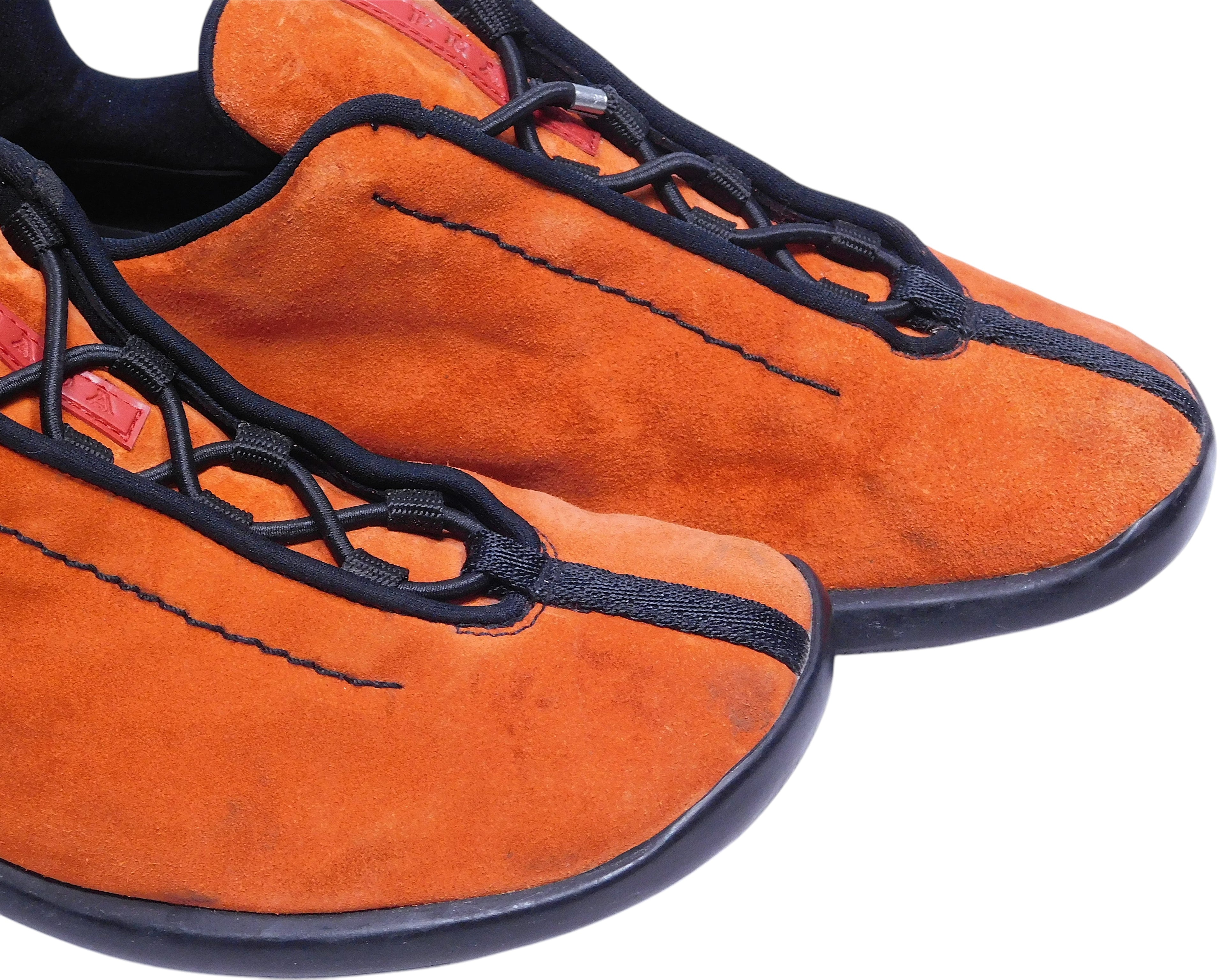 Prada burnt orange suede trainer shoes