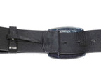 Roberto Cavalli black leather belt with a silver buckle