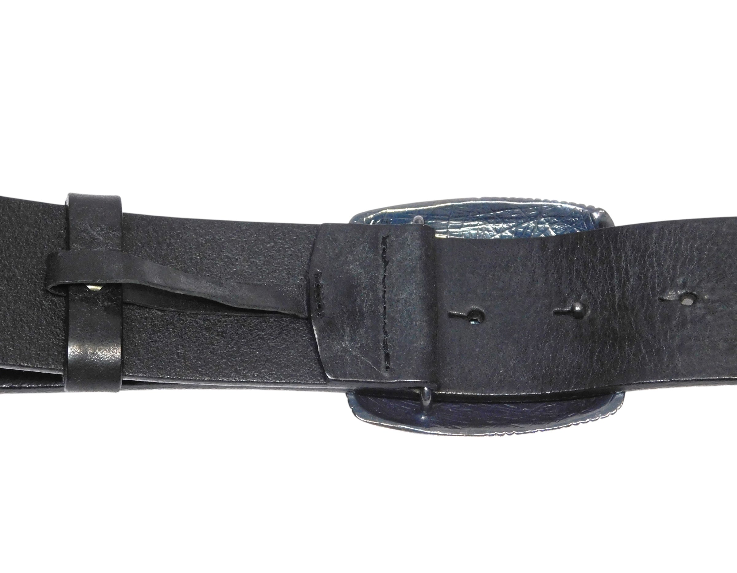 Roberto Cavalli black leather belt with a silver buckle