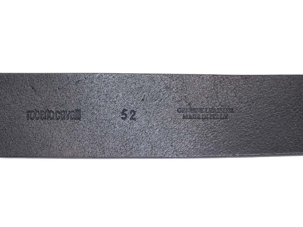 Roberto Cavalli black leather belt with a silver buckle