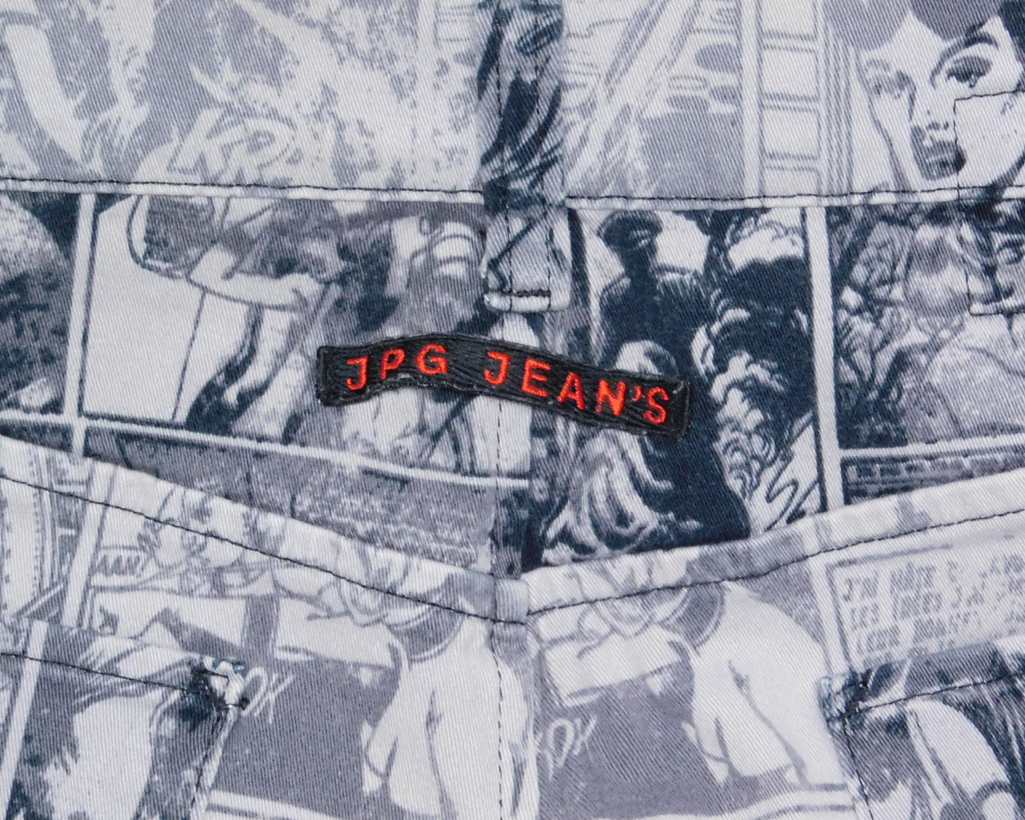 Jean Paul Gautier 90s Graphic cartoon comics print safe sex forever pants