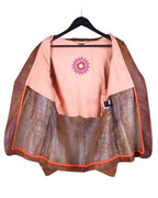 Roberto Cavalli brown leather jacket with embroidery