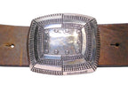 Roberto Cavalli brown leather belt with a silver buckle