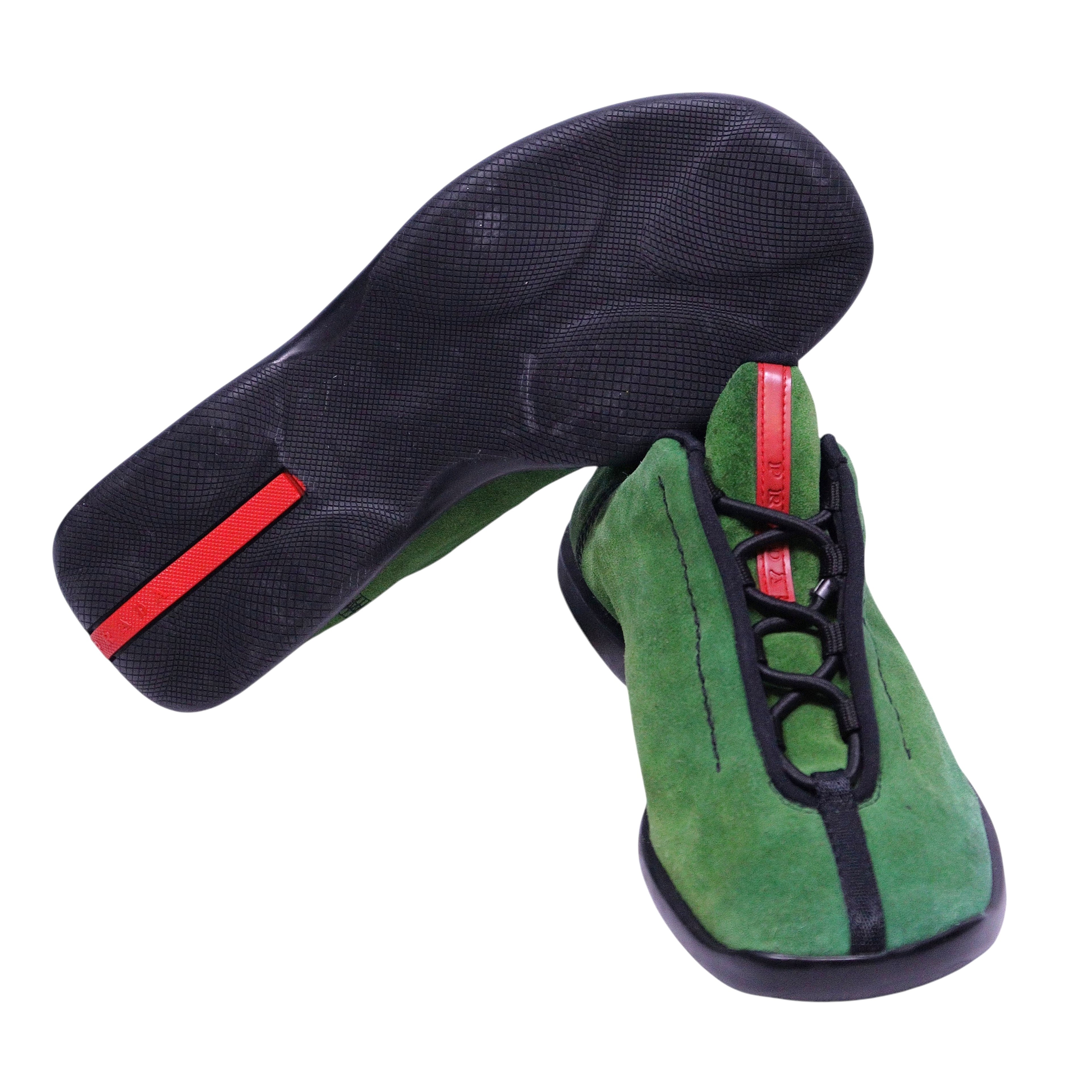 Prada green suede trainer shoes