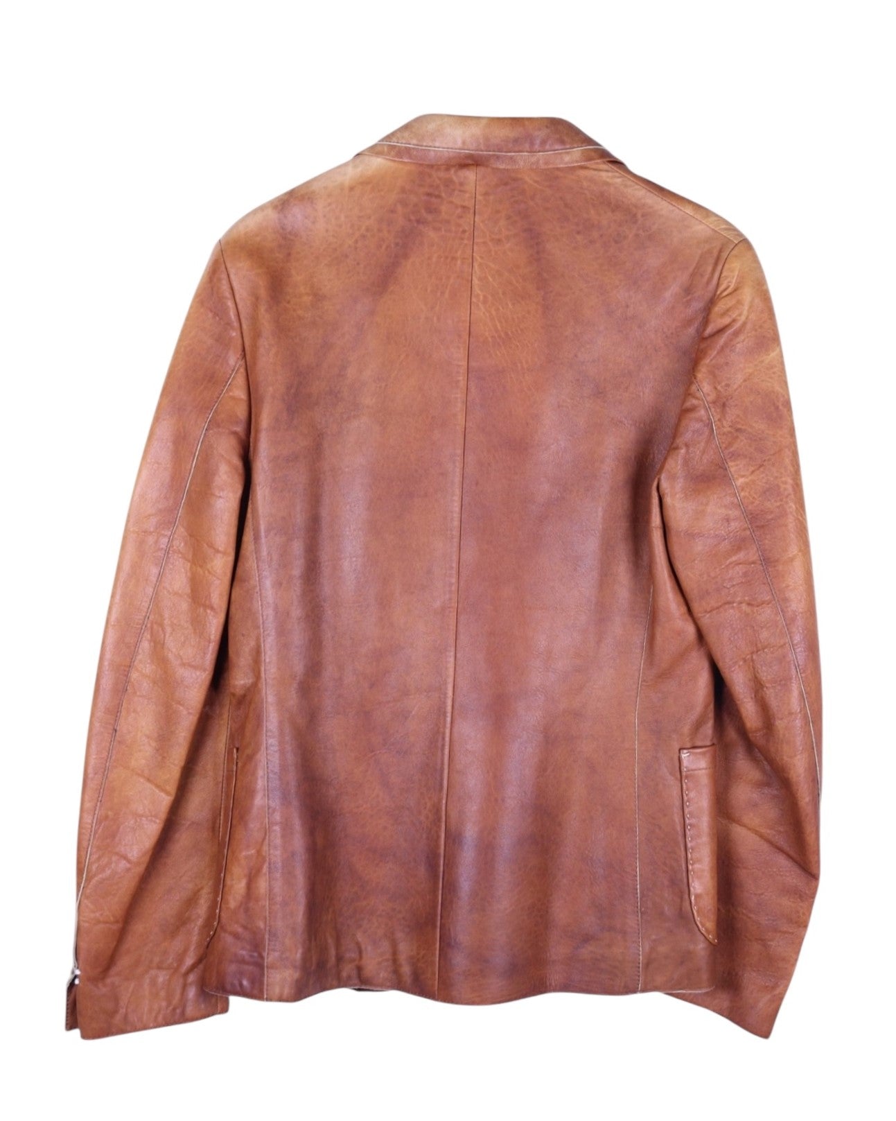 Roberto Cavalli brown leather jacket with embroidery