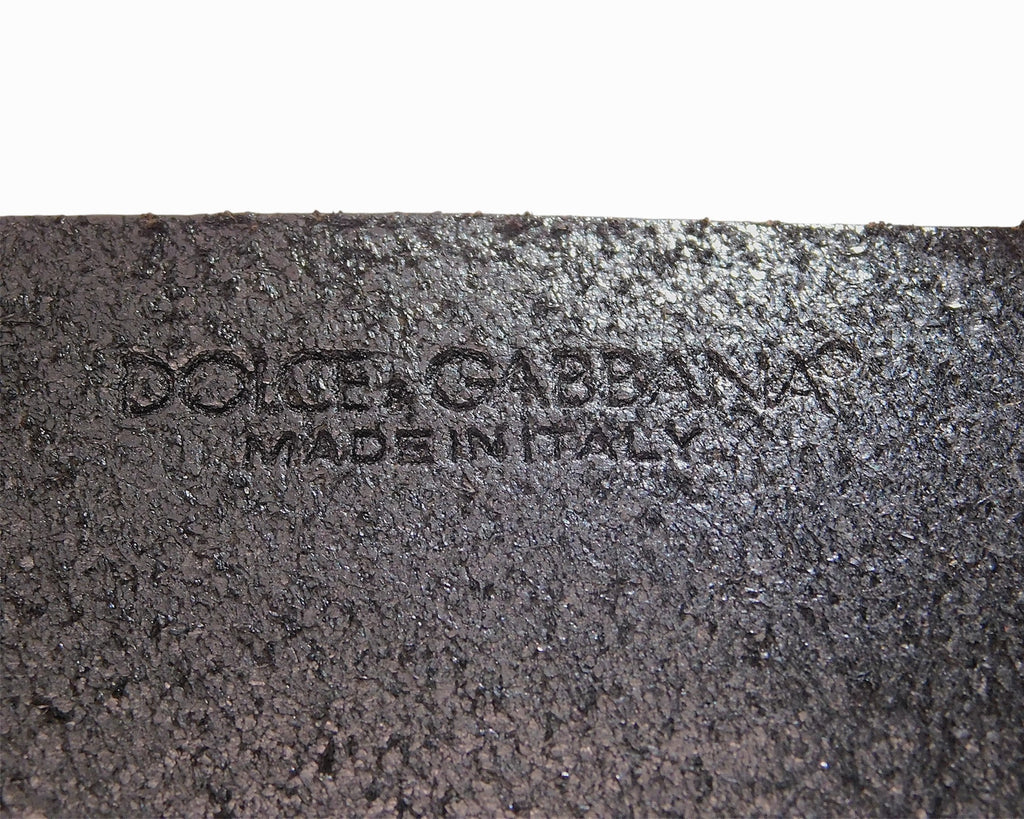 Dolce & Gabbana black leather belt with brown cross-stitch accents