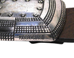 Roberto Cavalli brown leather belt with a silver buckle
