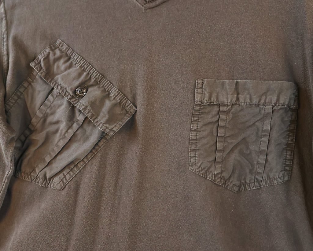 Dolce Gabbana long-sleeve brown shirt with flat patch pockets