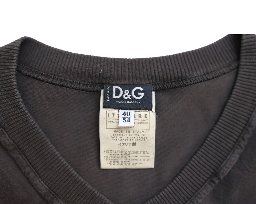 Dolce Gabbana long-sleeve brown shirt with flat patch pockets