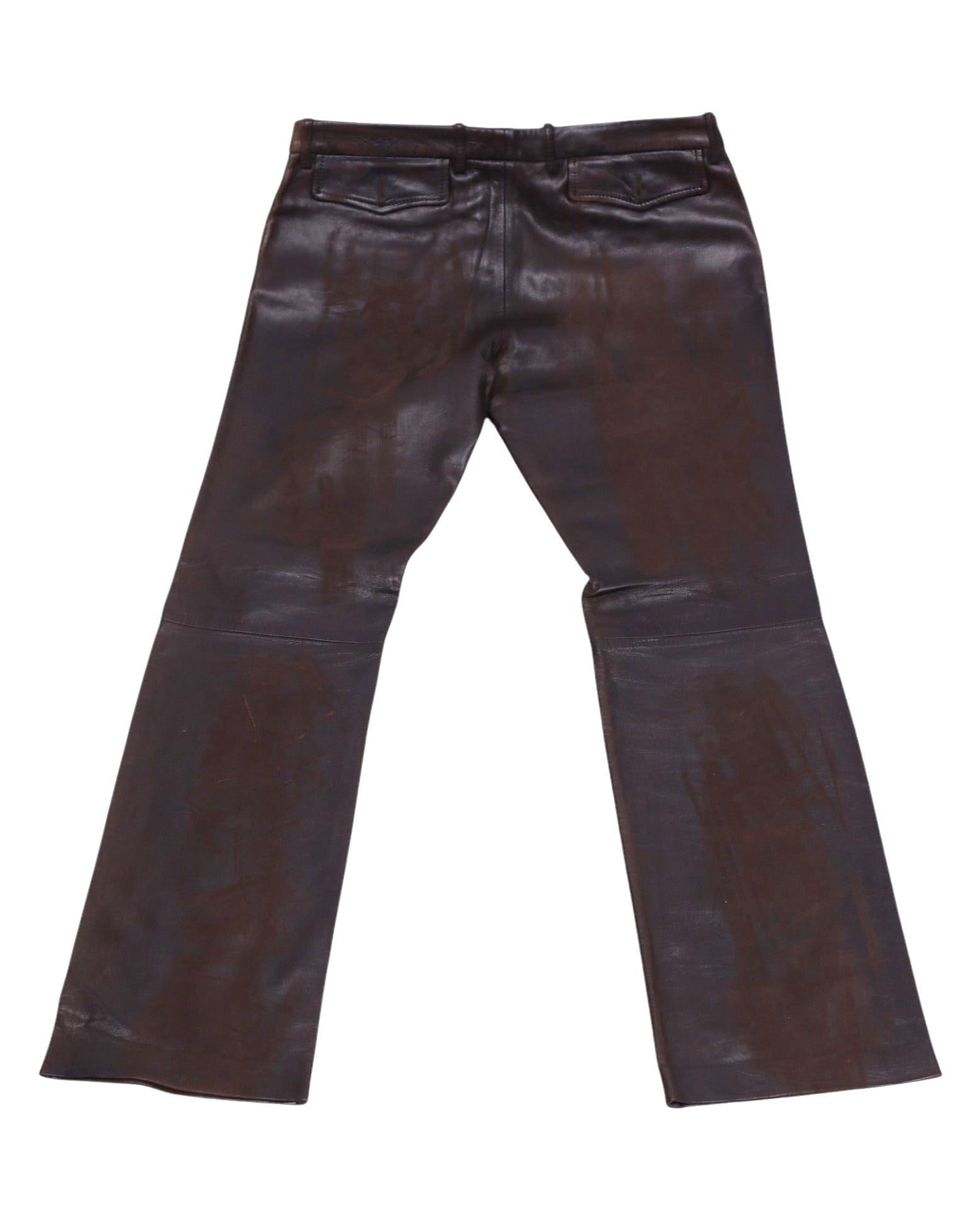 Dolce & Gabbana Distressed Brown Leather Pants