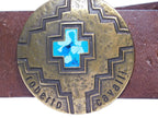 Roberto Cavalli brown leather belt with a copper buckle