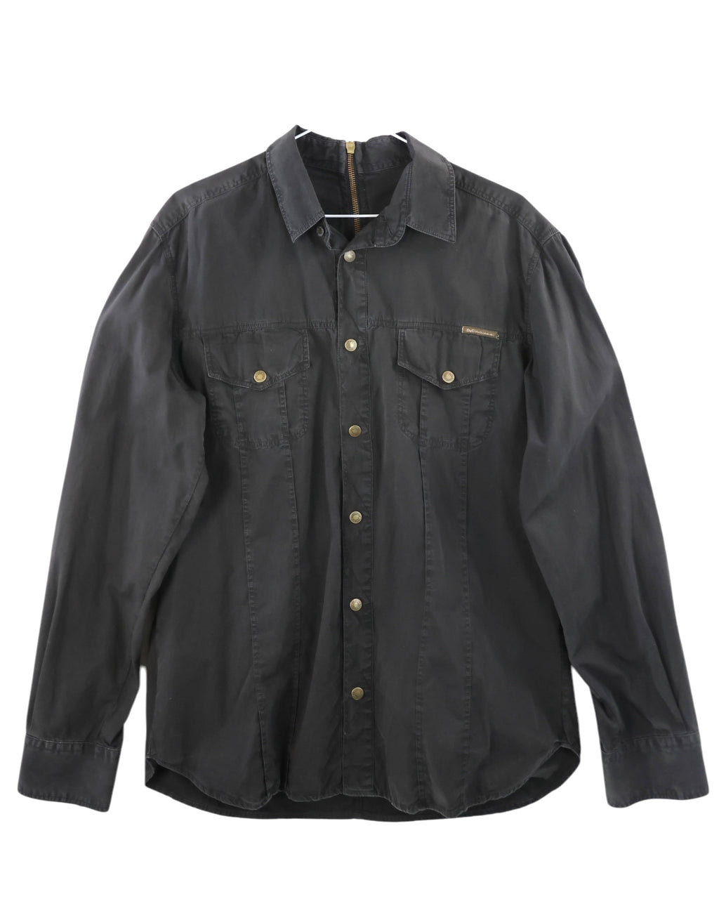 Dolce Gabbana black dress shirt with gold-tone zipper 2003/5