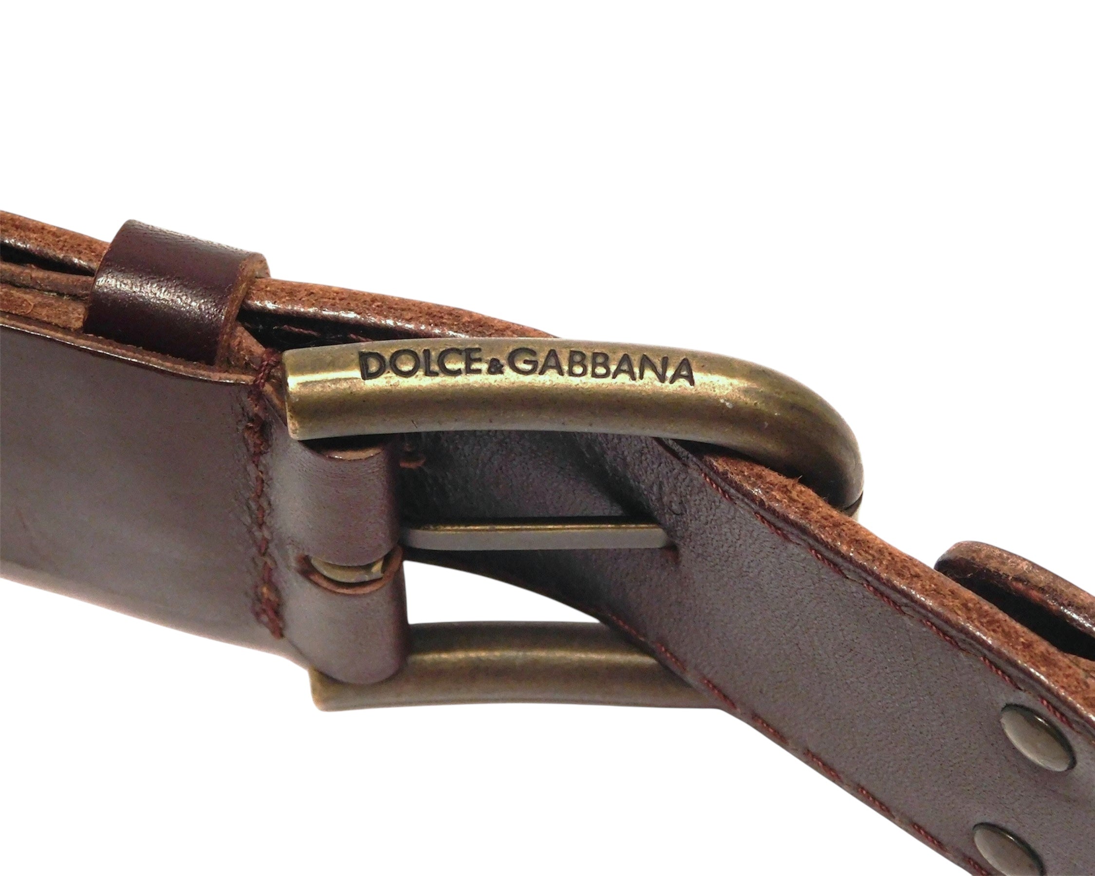 Dolce & Gabbana double strap brown leather belt