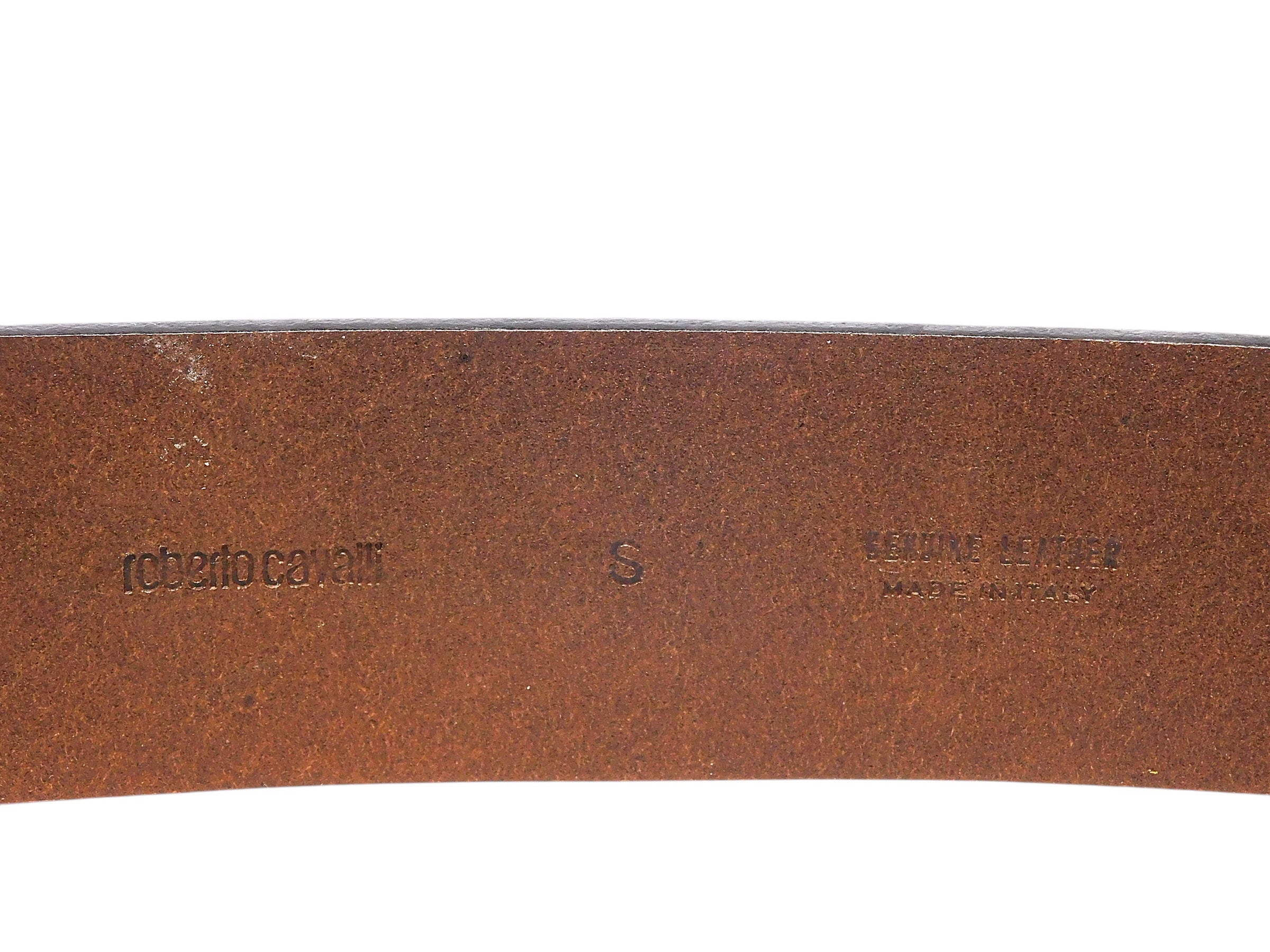 Roberto Cavalli brown leather belt with a copper buckle