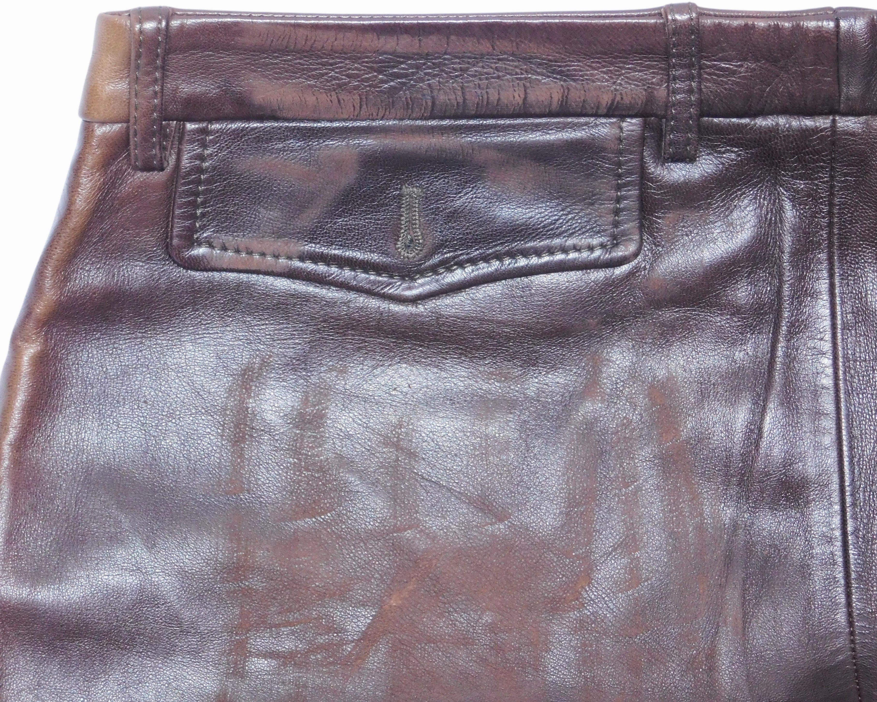 Dolce & Gabbana Distressed Brown Leather Pants