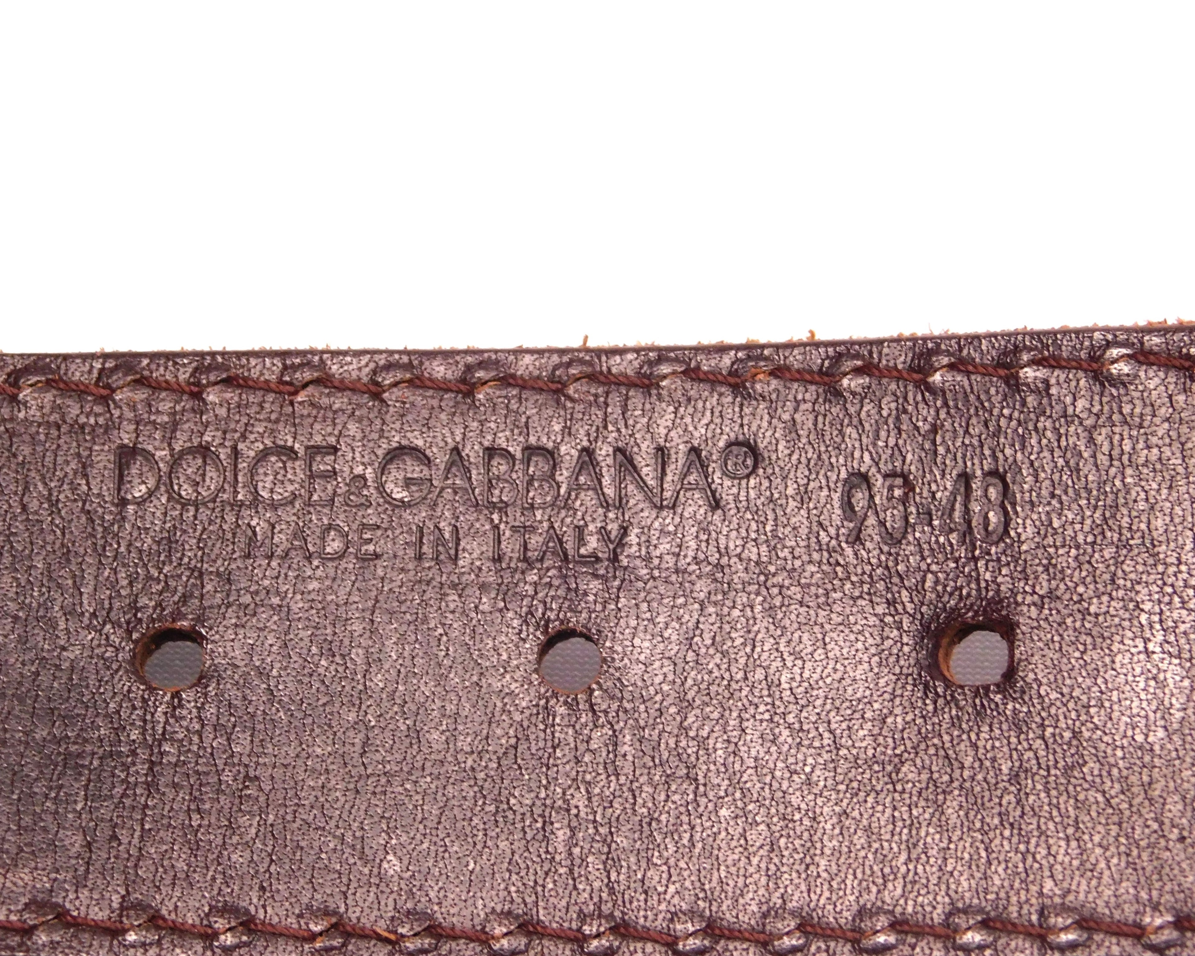 Dolce & Gabbana double strap brown leather belt