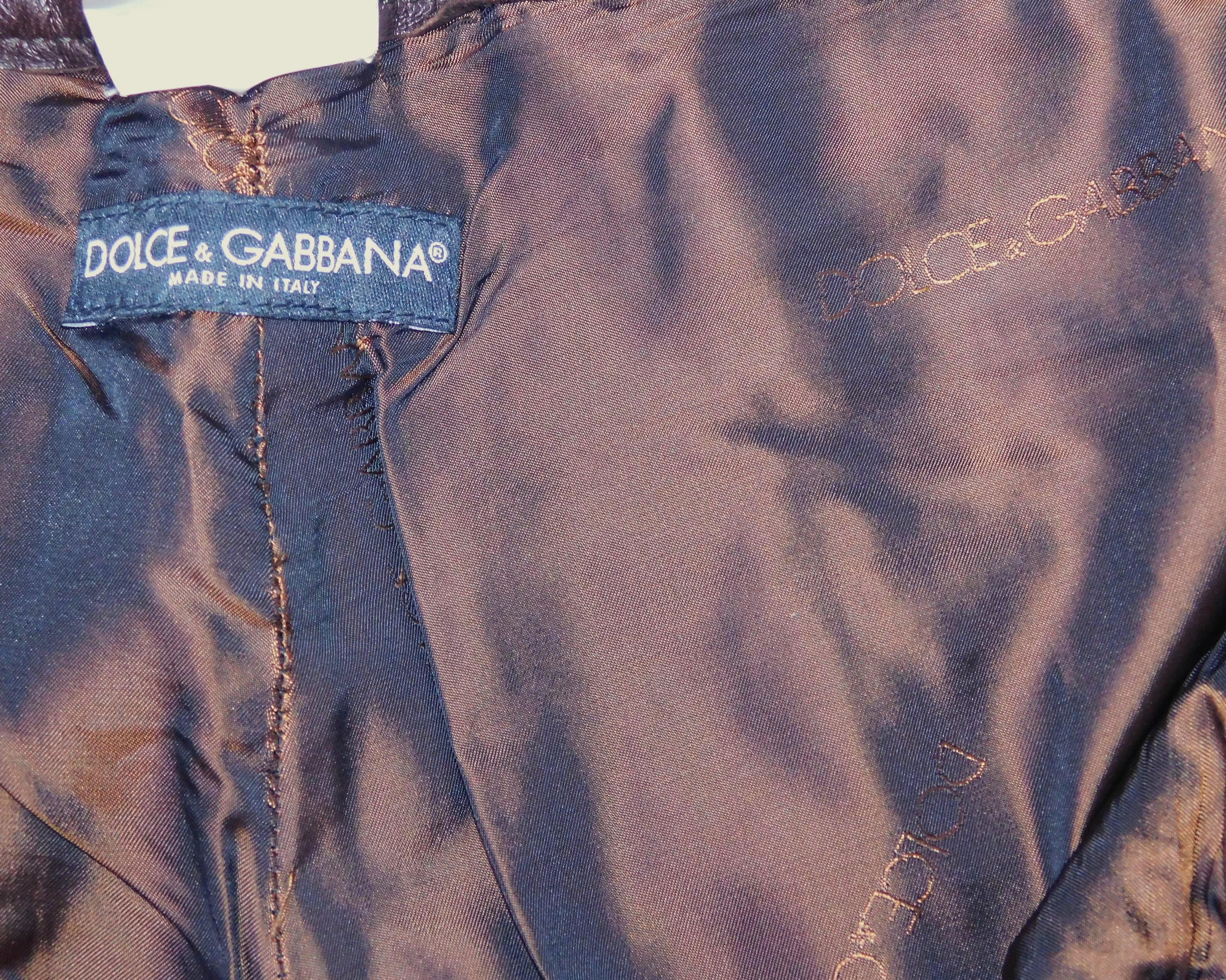 Dolce & Gabbana Distressed Brown Leather Pants